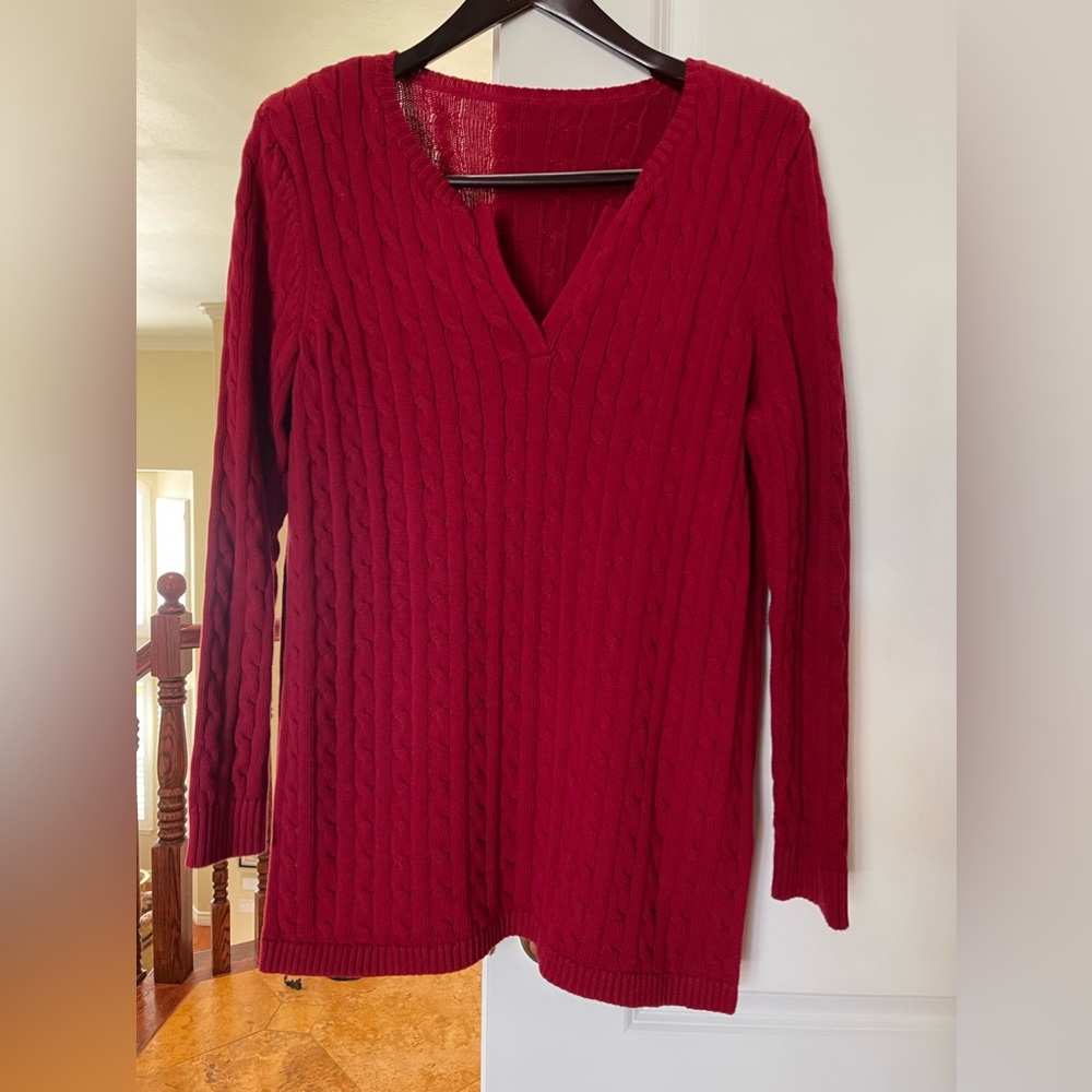 COPY - Classic red cotton cable knit sweater from Ralph Lauren. GUC